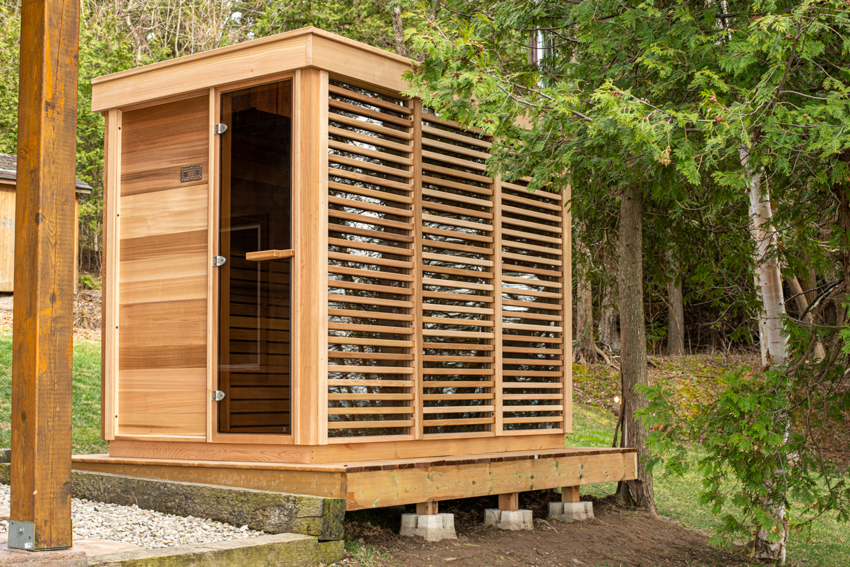 Pure cube buitensauna ook geschikt voor als binnensauna. Canadees red cedar hout